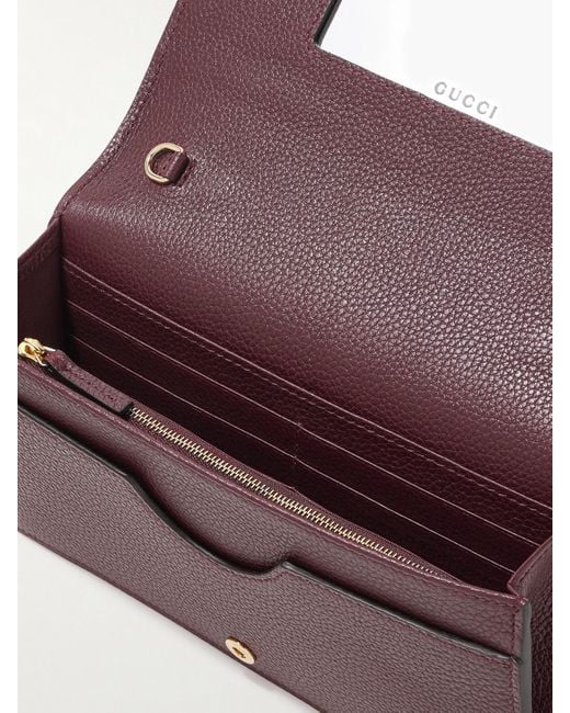 Gucci Brown Petite Marmont Leather And Logo-Print Coated-Canvas Wallet