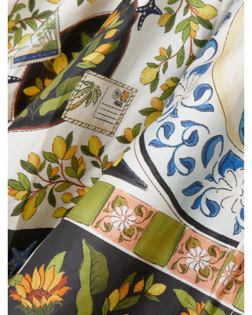 Robe Midi En Coton Imprimé À Smocks Et À Fronces Latin Trip Farm Rio en coloris White