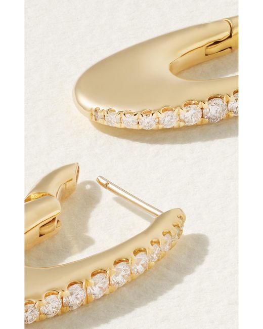 Melissa Kaye Natural Lulu Medium 18-Karat Diamond Hoop Earrings