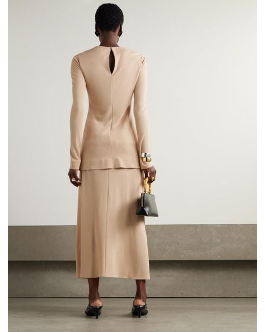 Jil Sander Natural Layered Crepe Maxi Dress