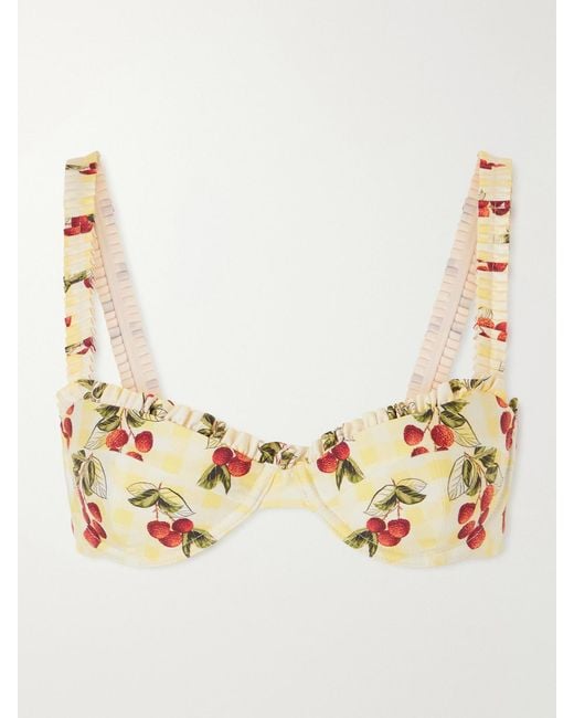 Agua Bendita Natural Agraz Printed Checked Bikini Top