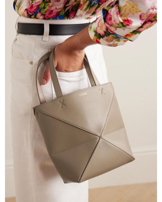 Loewe Natural Puzzle Fold Mini Wandelbare Tote Aus Leder