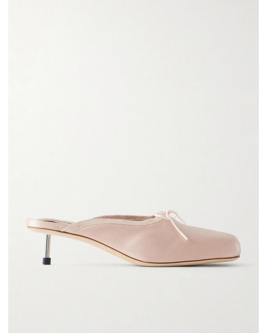 Simone Rocha Natural Pointe Bow-Detailed Satin Pumps