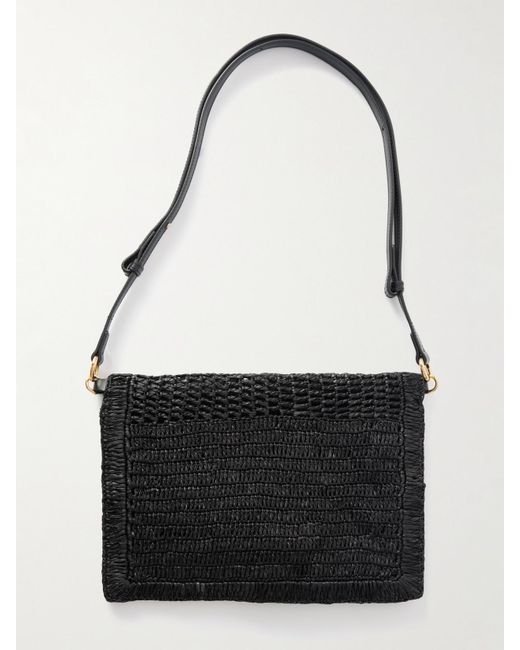 Chloé Black Made For A The Summer Banana Schultertasche Aus Raffiabast Mit Lederbesätzen