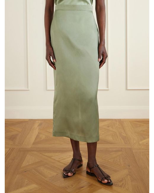 Heirlome Green Irene Silk-Organza Maxi Skirt