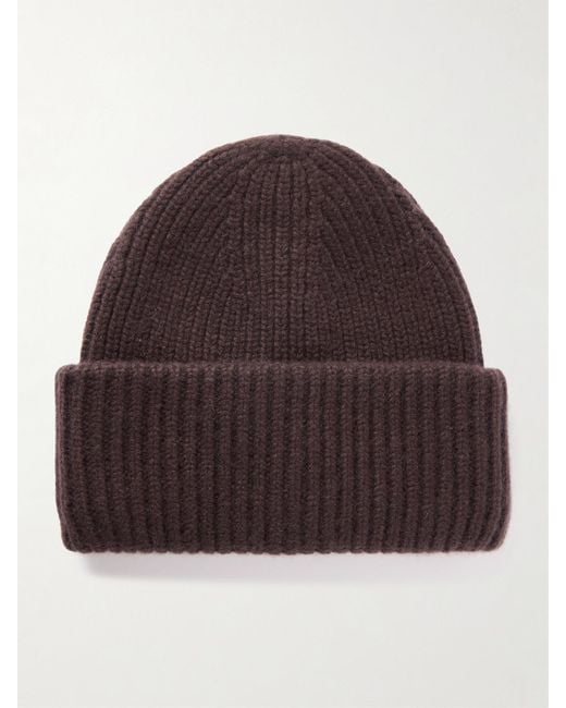 Yves Salomon Brown Beanie Aus Geripptem Kaschmir