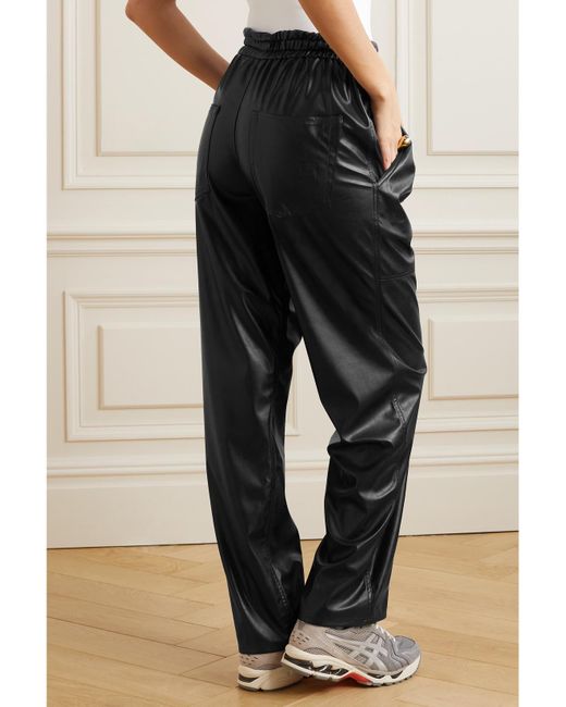 Pantalon Droit En Cuir Synthétique Brina Isabel Marant en coloris Black
