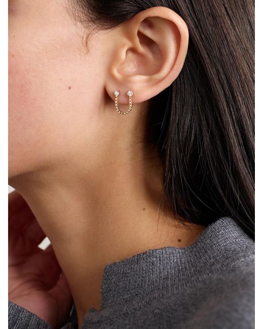 STONE AND STRAND Natural Block Chain 14-Karat Diamond Single Earring