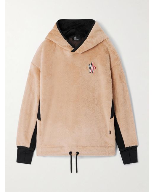 Moncler Natural Velvet Fleece Hooded Turtleneck Sweatshirt