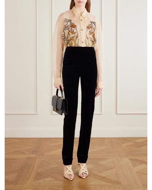 Khaite Natural Goya Embroidered Silk-Organza Shirt