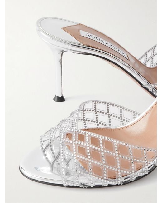 Aquazzura Natural Lumiere Crystal-Embellished Cutout Pvc Mules