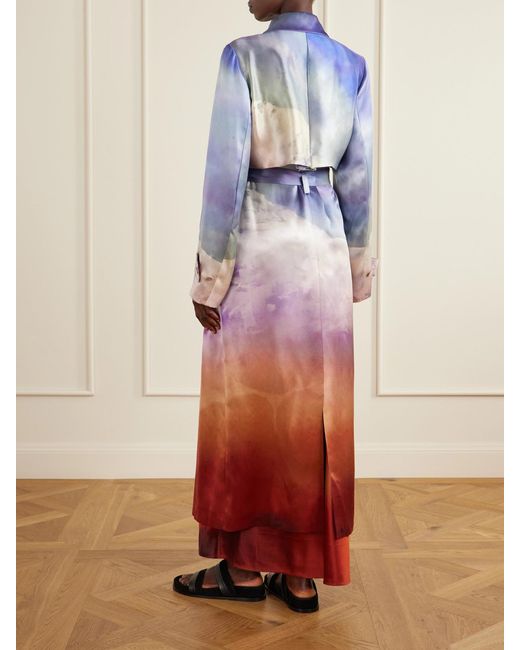 Gabriela Hearst White Lyra Printed Silk-Satin Coat