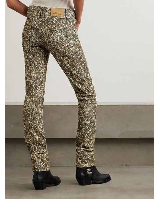 Isabel Marant Natural Ferni Leopard-Print Cotton-Blend Corduroy Slim-Leg Pants