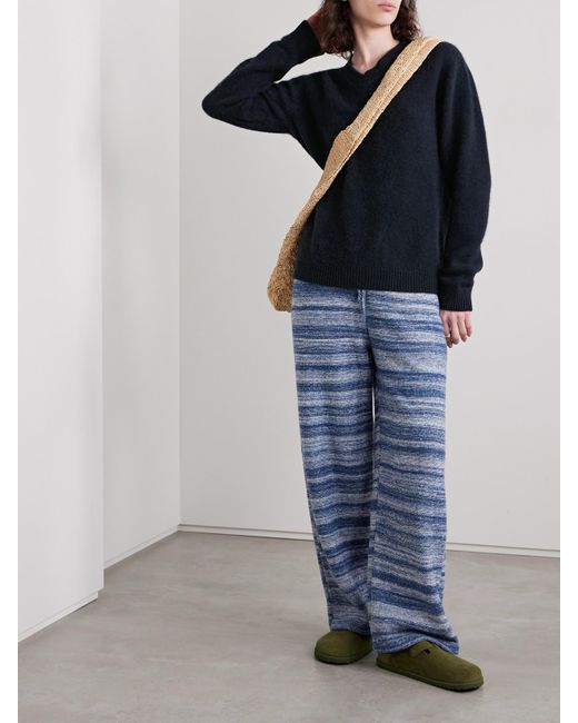 The Elder Statesman Blue Monterey Brushed-Cashmere Sweater