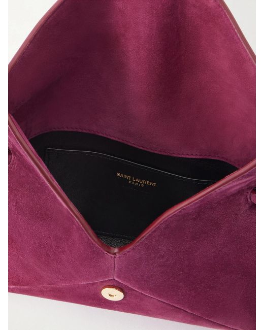 Saint Laurent Purple Cassandre Suede Shoulder Bag