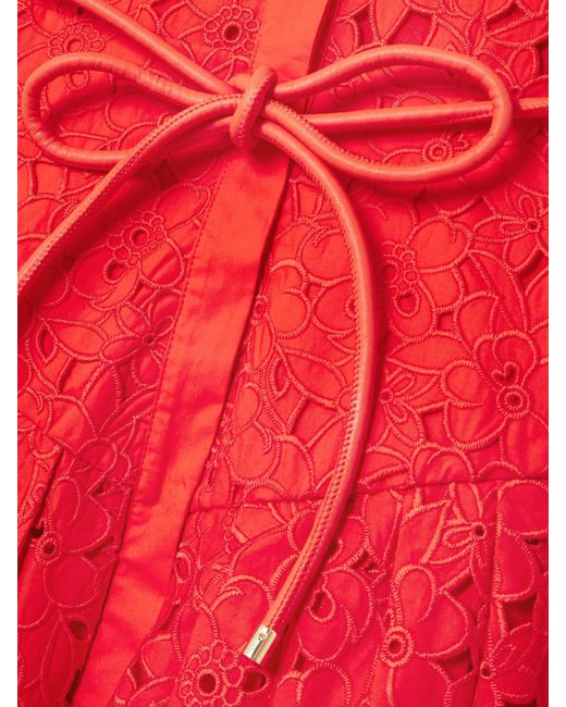 Robe-Chemise Midi En Dentelle Guipure De Coton À Ceinture Blaire Rebecca Vallance en coloris Red