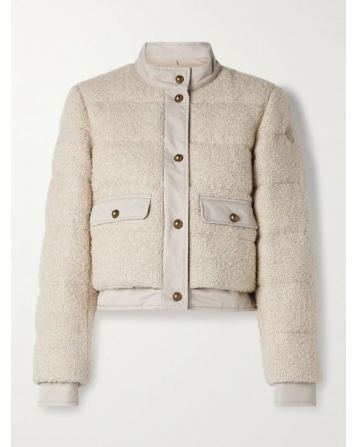 Moncler Natural Blandy Cropped Shell-Trimmed Bouclé Down Jacket
