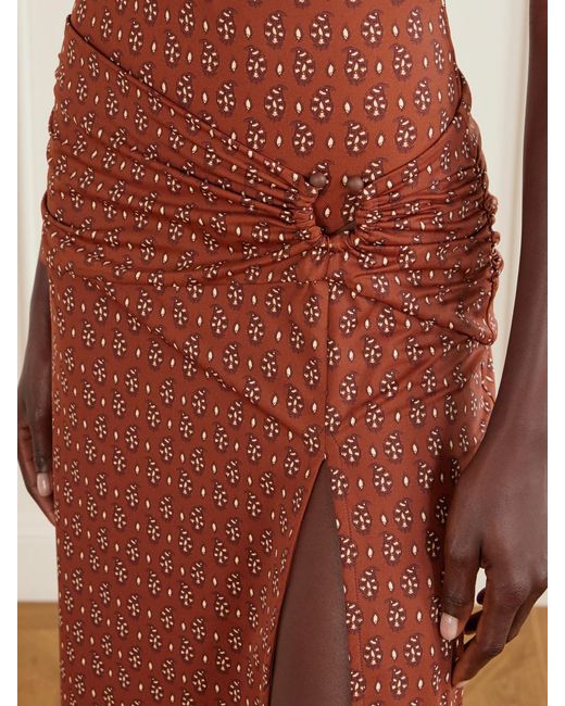 Johanna Ortiz Brown Under The Sun Gathered Printed Recycled Coverup