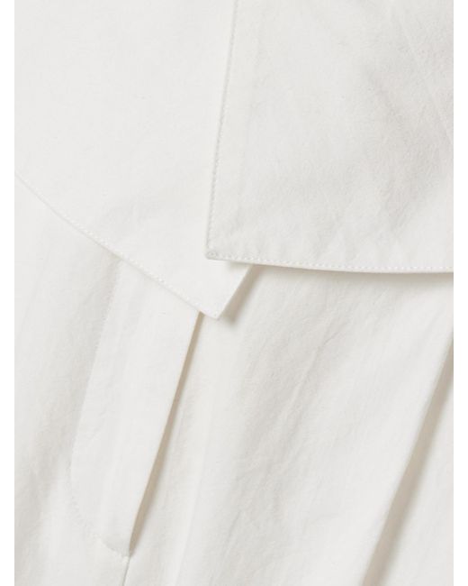Salon 1884 White Net Sustain Soren Layered Pleated Cotton-Blend Poplin Tapered Pants