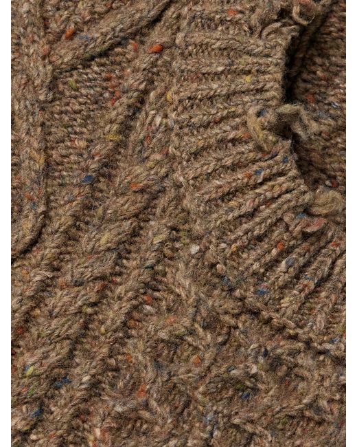 R13 Brown Boyfriend Frayed Cable-Knit Wool-Blend Vest