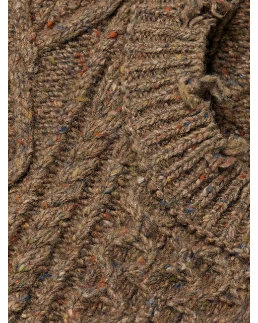 R13 Brown Boyfriend Frayed Cable-Knit Wool-Blend Vest