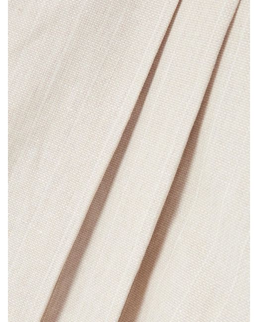 Theory Natural Pleated Linen-Blend Canvas Shorts