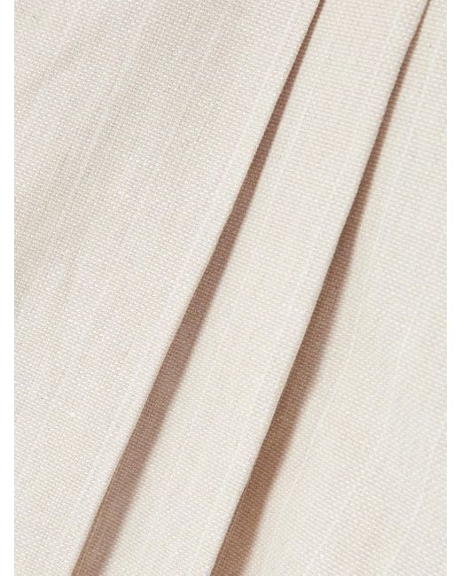 Theory Natural Pleated Linen-Blend Canvas Shorts