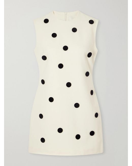 D'Estree Natural Carole Polka-Dot Crepe Mini Dress