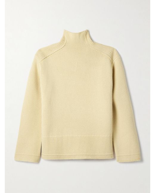 Maria McManus Natural Ribbed Wool And Cashmere-Blend Turtleneck Sweater