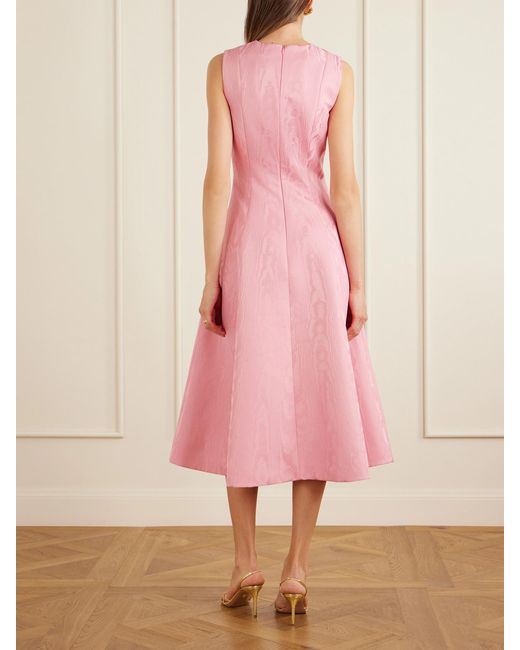 Emilia Wickstead Pink Mara Moire Midi Dress