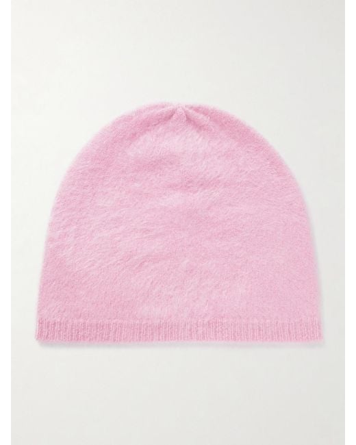Lisa Yang Pink Brushed-Cashmere Beanie