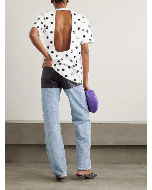 Area White Crystal-Embellished Appliquéd Jersey T-Shirt