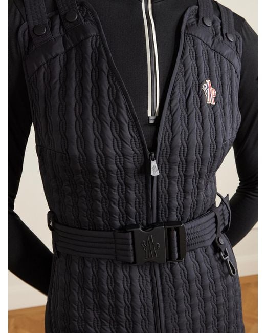 Moncler Blue Gesteppter Skianzug Mit Daunenfüllung, Applikation Und Gürtel