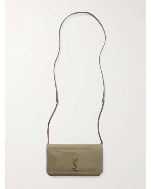 Saint Laurent Natural Cassandre Strap Glossed-Leather Phone Case
