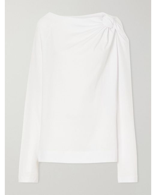 Dries Van Noten White Gathered Cotton-Jersey T-Shirt