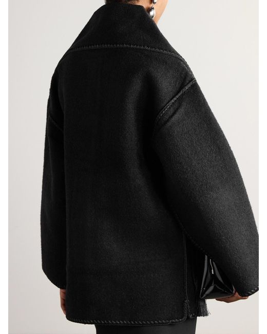 Totême Black Scarf-Effect Wool-Blend Jacket