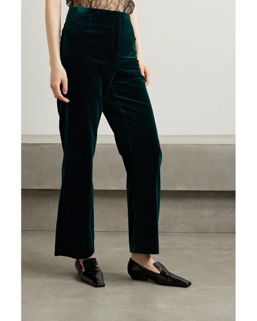 Loro Piana Blue Niklas Cotton-Blend Velvet Wide-Leg Pants