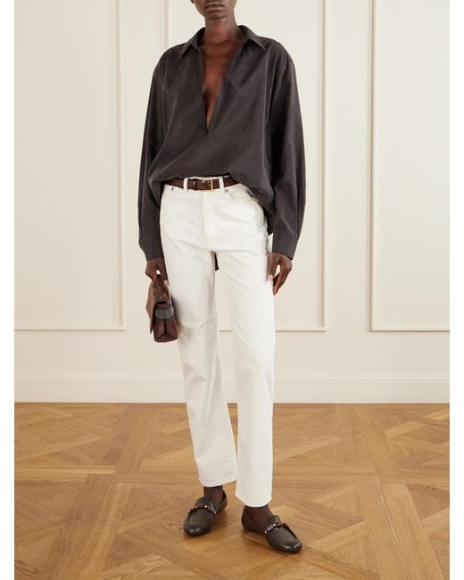 Gianvito Rossi Brown Embellished Leather Loafers