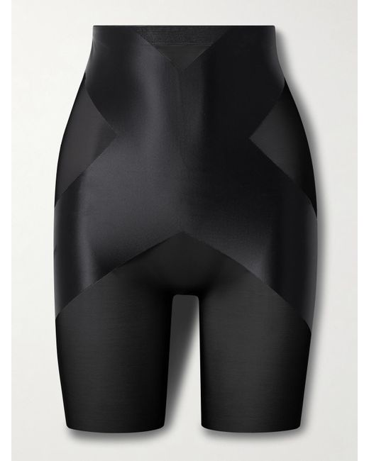 Spanx Black Shaping Mesh And Satin Shorts