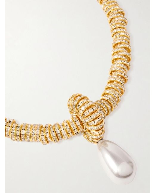 Julietta White Goldfarbene Kette Mit Kunstperlen Und Swarovski-Kristallen