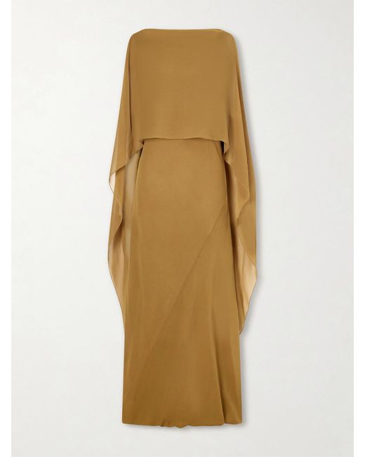Cortana Natural Galea One-Shoulder Silk-Chiffon Maxi Dress