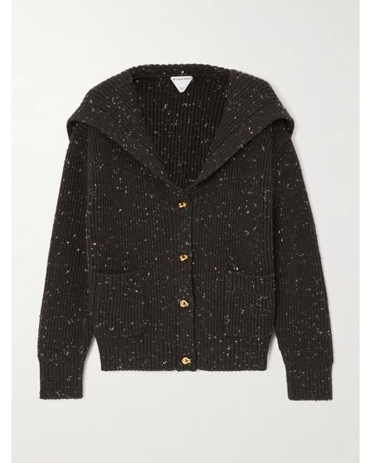 Bottega Veneta Black Ribbed Wool-Blend Cardigan
