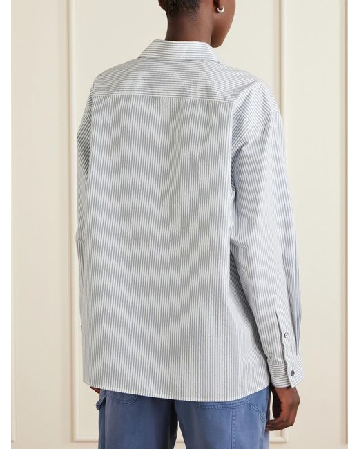 B Sides White Nolan Cotton-Blend Seersucker Shirt