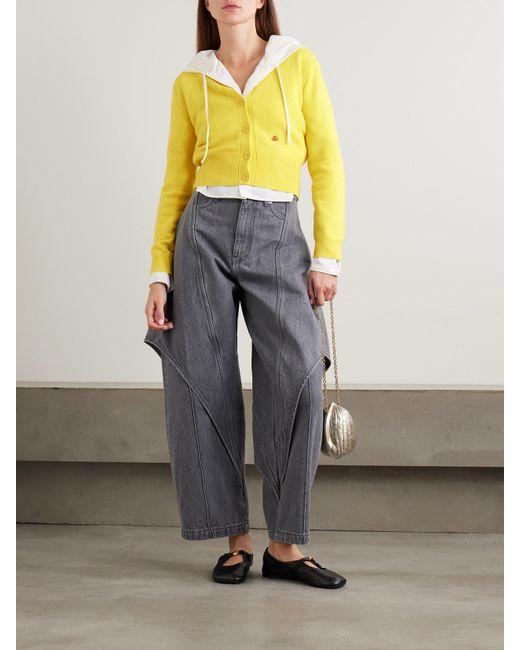 J.W. Anderson Yellow Verkürzter Cardigan Aus Wolle Mit Stickerei