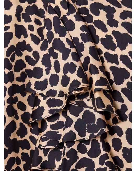 Balmain Multicolor Ruffled Leopard-Print Silk Blouse