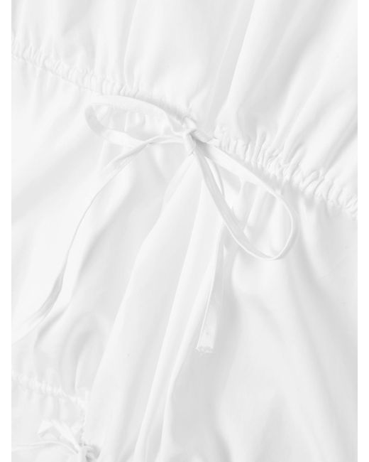 Alaïa White Gathered Cotton-Poplin Mini Dress