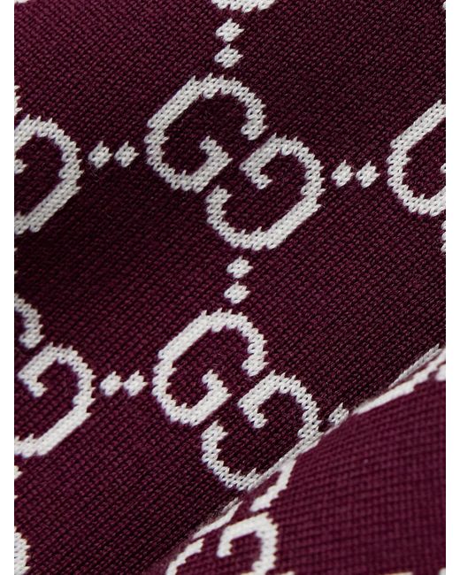Gucci Red Jacquard-Knit Wool-Blend Sweater
