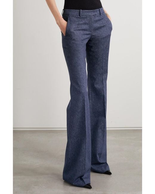 Michael Kors Blue Haylee Wool-Blend Flared Pants