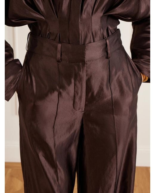 Joseph Brown Jnane Linen And Silk-Blend Wide-Leg Pants