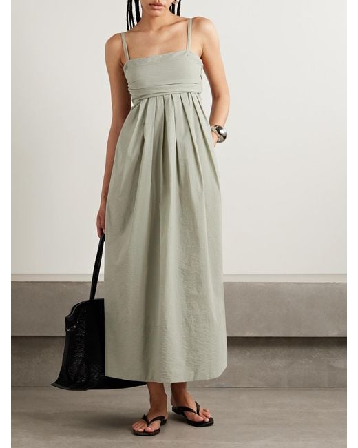 Proenza Schouler White Claudine Open-Back Pleated Poplin Midi Dress